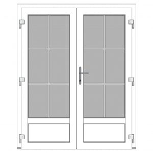 Dubbele kunststof deur 1600 x 1950 mm lage borstwering roeden Dubbele kunststof deur 1600 x 1950 mm lage borstwering roeden