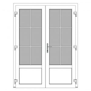 Dubbele kunststof deur 1600 x 2100 mm lage borstwering roeden Dubbele kunststof deur 1600 x 2100 mm lage borstwering roeden