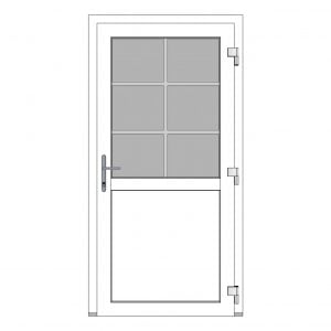 Kunststof loopdeur 1000 x 1950 mm met borstwering roeden Kunststof loopdeur 1000 x 1950 mm met borstwering roeden