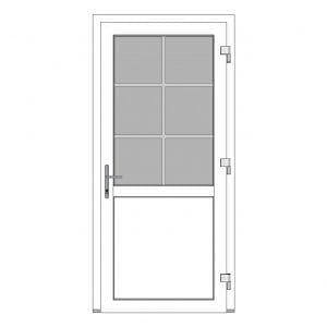 Kunststof loopdeur 1000 x 2100 mm met borstwering roeden Kunststof loopdeur 1000 x 2100 mm met borstwering roeden