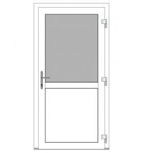 Kunststof loopdeur 1000 x 1950 mm met borstwering Kunststof loopdeur 1000 x 1950 mm met borstwering