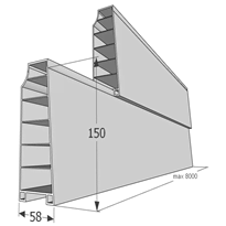 Potdekselprofiel doorsnede