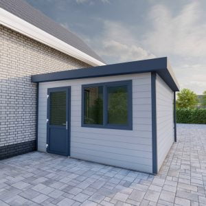 Kunststof aanbouw tuinkantoor vlakdak