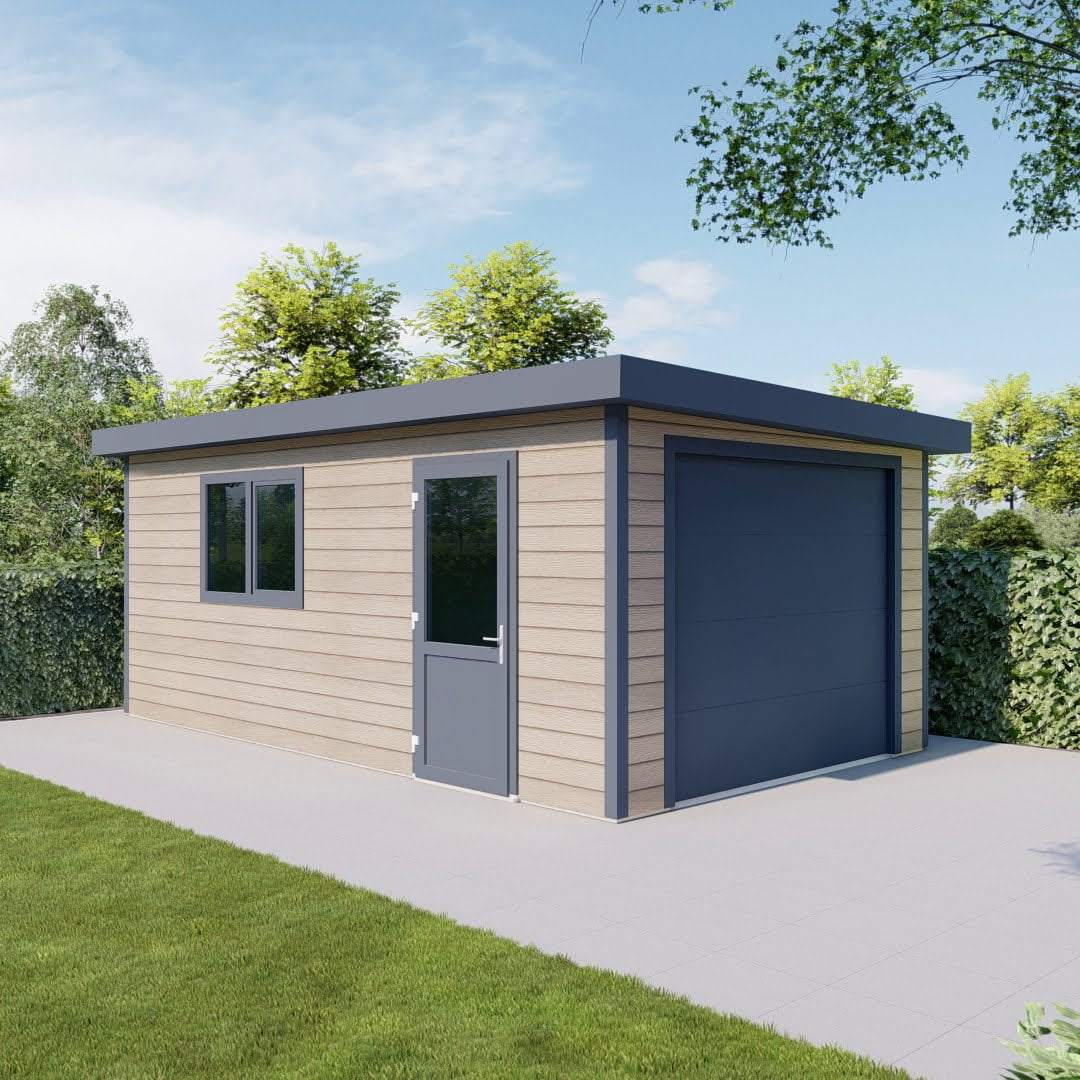 _garage_anteak_anthrazit_lc04_02 Kunststoff Garage Flachdach anteak anthrazit