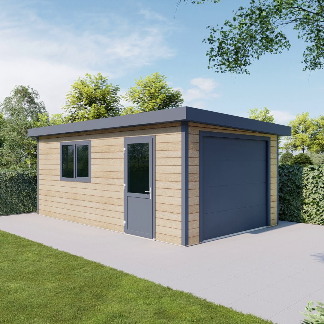 _garage_eiche_malt_anthrazit_LC04_02 Kunststoffgarage Flachdach eiche anthrazit