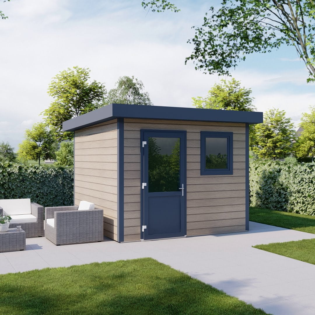 _milano_ed_er_anteak_antraciet Kunststof tuinhuis Milano met kunststof deur en raamkozijn anteak antraciet