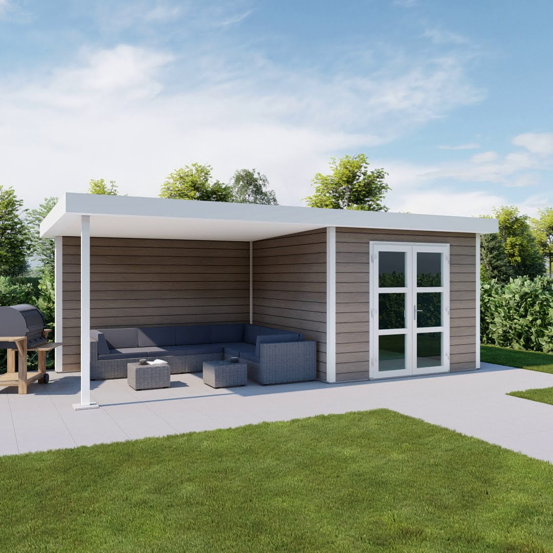 _milano_veranda_HG_DD_anteak_wit Tuinhuis Milano met veranda hoogglas dubbele deur anteak wit