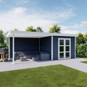 Kunststof tuinhuis Milano plat dak veranda