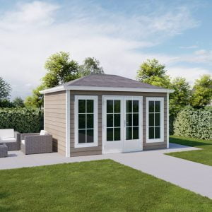 Kunststof tuinhuis Siena piramidedak dubbele deur