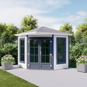 Vijfhoek tuinhuis Valencia dubbele deur hoog glas